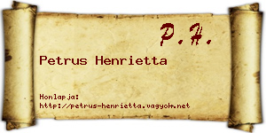 Petrus Henrietta névjegykártya